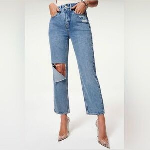 Good American Woman's Good 90's Duster Straight Leg Jean Fit Jeans Sz 8/28 $129